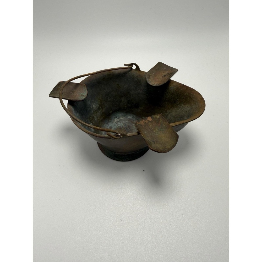 Vintage Miniature Brass Coal Bucket/ Ashtray/ Skuttle ~ 2"t x 2.5"w x 3.75" l